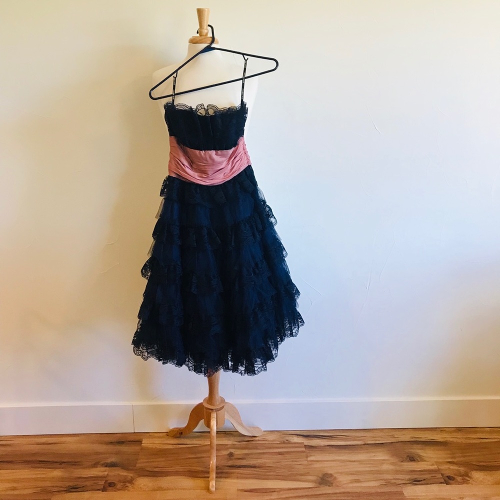 Navy & Pink Betsey Johnson Evening Dress (Size 4)